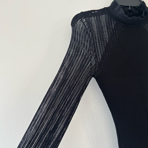 Dylan Ryan Elegant Black Sheer Sleeve Dress - Picture 4 of 5